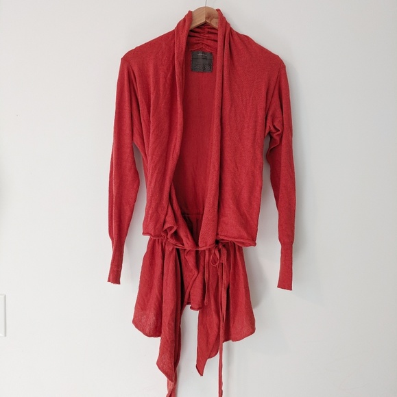 Anthropologie Sweaters - Anthropologie Red Drapes & Folds Cardigan